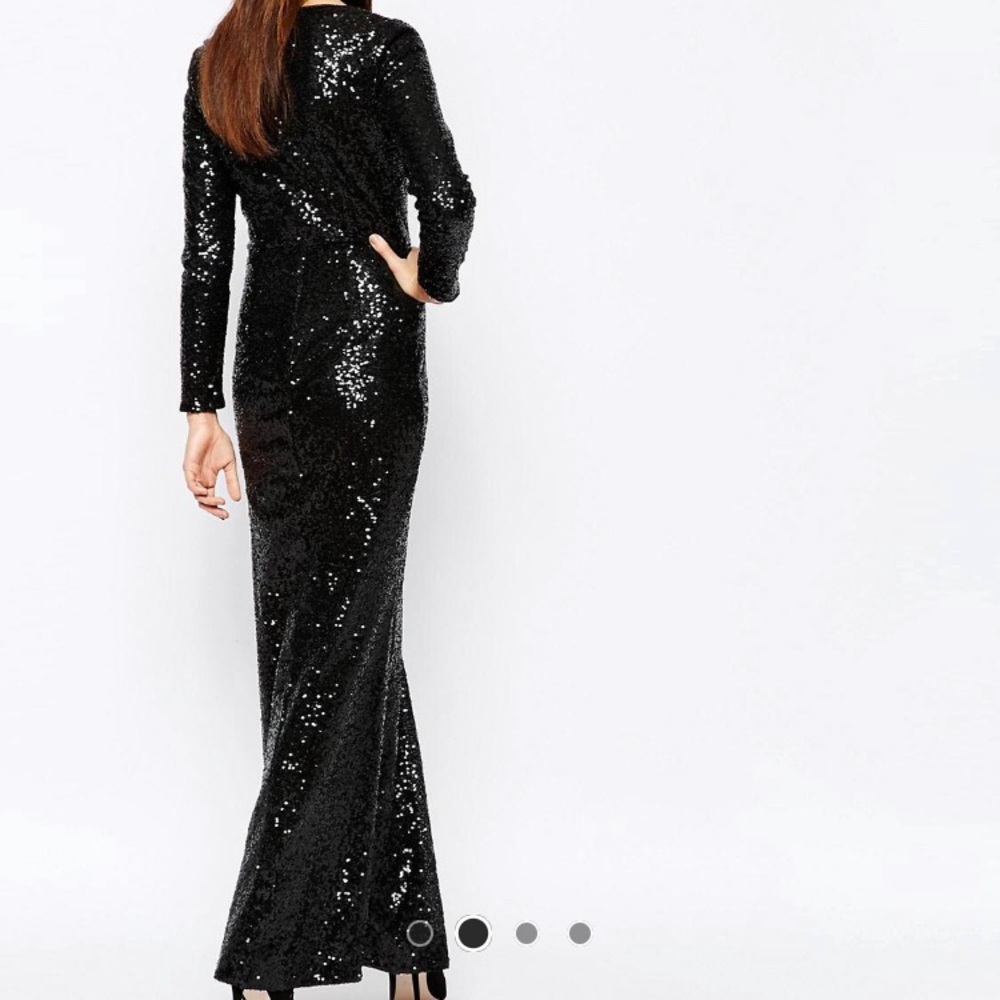 New Look Sequin Long Sleeve Evening Gown - ASOS - Picture 3 of 8
